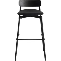Fromme Wood Barhocker 75 cm mit gepolstertem Sitz, Leder schwarz