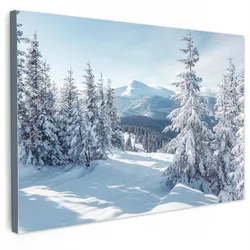 LEINWANDBILD Winterlandschaft - Natur - Berge - Bäume - Schnee Deko Schlafzimmer 30x20 cm