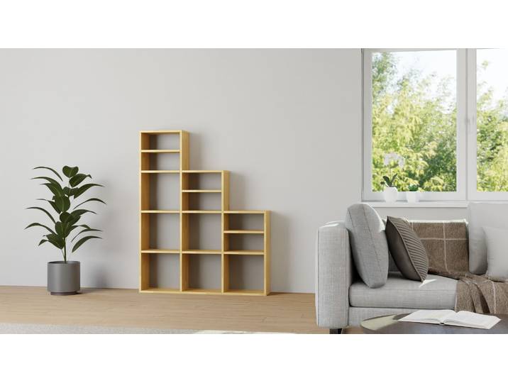 Stylishes Stufenregal nach Maß Buche Natur geölt