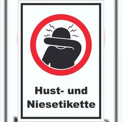 HB-Druck Husten und Niesetikette beachten Symbol und Text Aufkleber A2 (420x594mm)