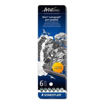 STAEDTLER Vollgraphitstifte Mars Lumograph, 6er Set, 6 Härtegrade