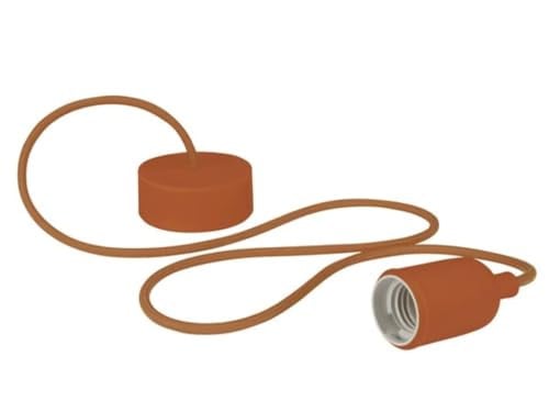 Vellight Siliconen hanglamp met textielkabel, bruin