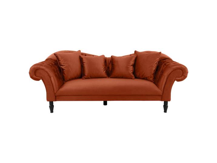 3-Sitzer-Sofa, Rostrot, 242x91x104 cm, Velours & Buche, Modern, MID.YOU