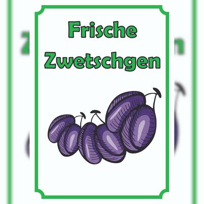 HB-Druck Frische Zwetschgen Schild Hochkant A3 Rückseite selbstklebend
