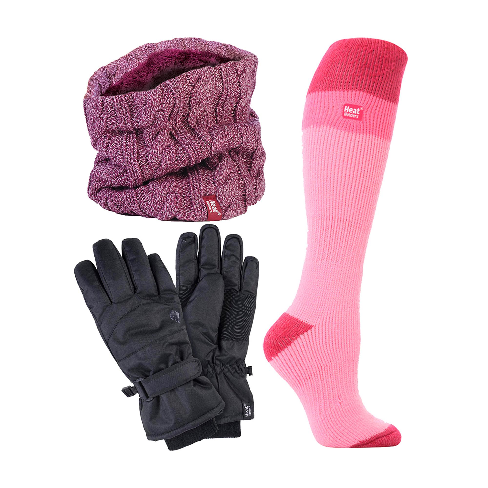 Damen Ski Set Halswärmer Handschuhe & Thermo Ski Socken Winterbekleidung