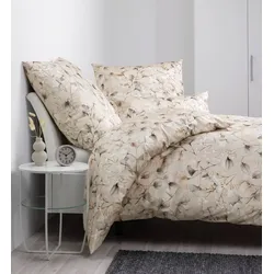 Janine Bettwäsche MILANO Mako-Satin 45122 natur mocha silber Kissenbezug 80x80 cm