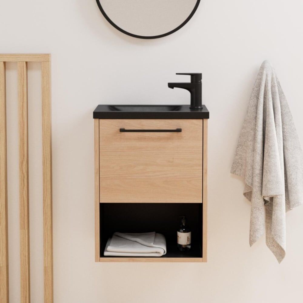 Mob In Ensemble meuble lave-mains + robinet Marron 21x53x40cm