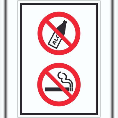 HB-Druck Aufkleber Alkohol Rauchen verboten Symbol A0 (841x1189mm)