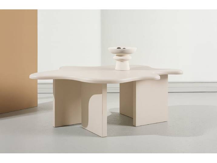 Couchtisch Calmera - in Beige mit einzigartiger Form - Beige - Luxusbetten24