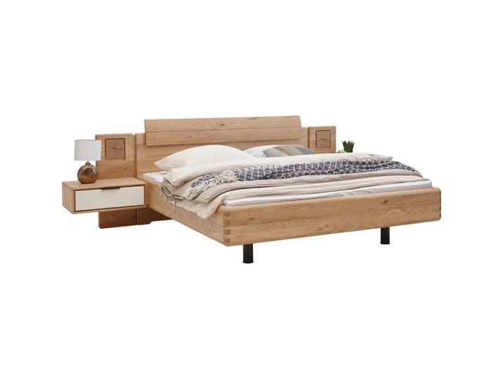 Valnatura Schlafzimmer, Grau, Eiche, Holz, Glas, Wildeiche, furniert, massiv, Sperrholz, 180x200 cm, Made in Germany, EN 71, in verschiedenen Größen erhältlich,Typenauswahl, Schlafzimmer, Schlafzimmer Komplett