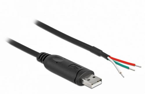 Delock USB-Kabel USB 2.0 USB-A Stecker, offene Kabelenden 0.50m Schwarz 63497