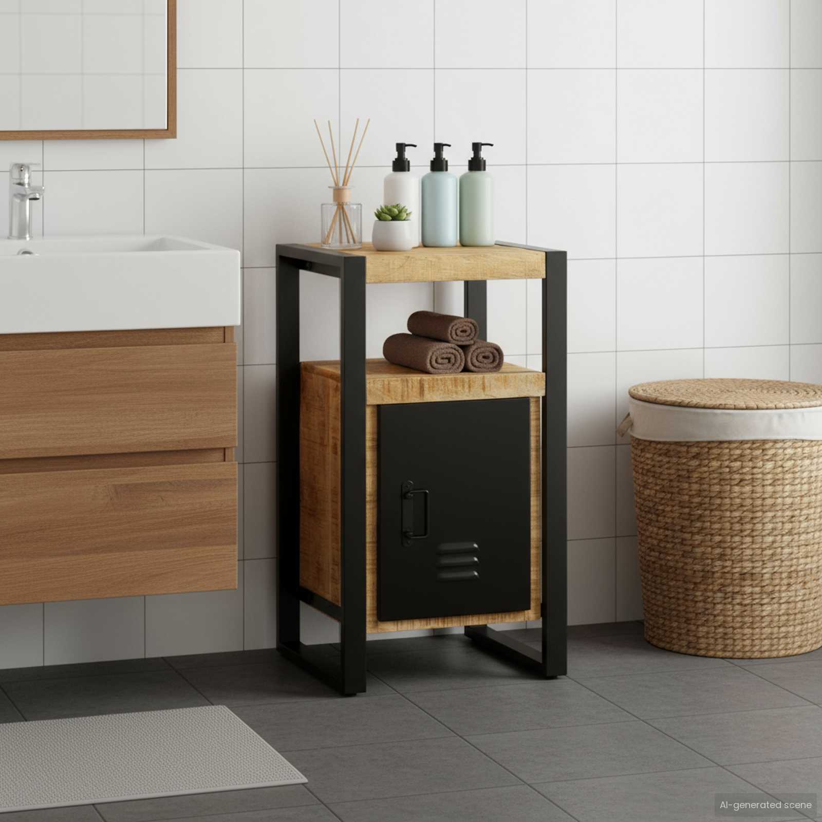 vidaXL Mueble de Cuarto de Baño Marrón Madera de mango maciza Marrón