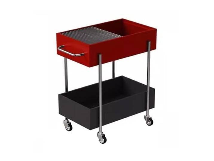 NIUHUAHUI Teetisch, Wohnzimmer-Servierwagen, mehrstöckiges Ablageregal, beweglicher Beistelltisch for Sofa und Snacks(Red)