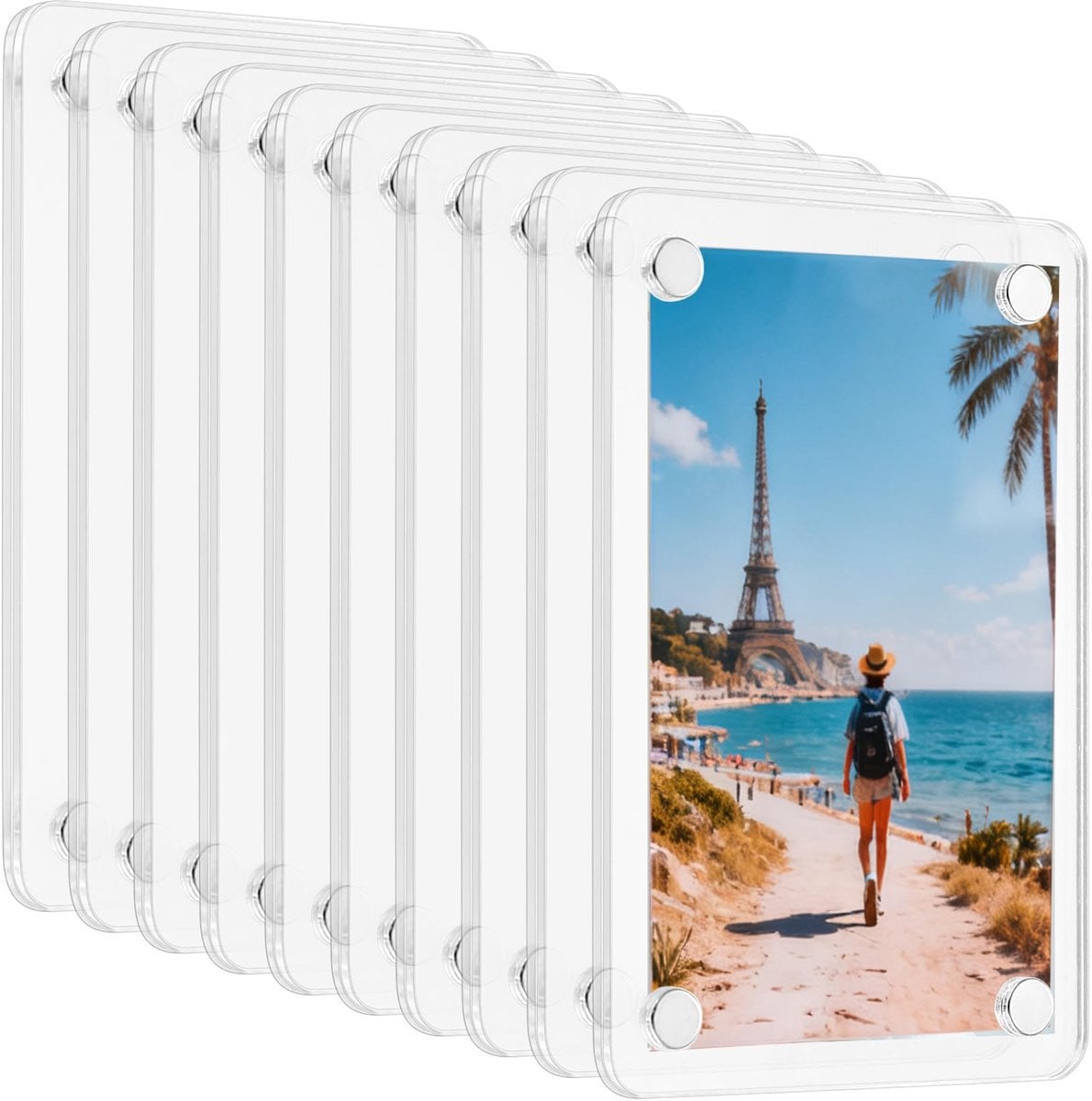 Unyqoos Set van 20 Dubbelzijdige Magnetische Fotolijsten van Acryl voor Decoratie