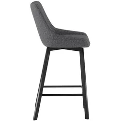 Stones Fox Küchenhocker mit dunkelgrau gepolstertem Sitz und schwarzem Metallgestell, modernes und elegantes Design - Fox