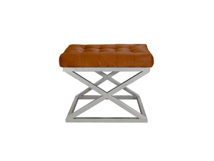 Atelier Del Sofa Stilvoller Pouf mit Metallgestell, 50 cm breit, 42 cm hoch, 40 cm tief 100% Polyester, Babyface, Grau & Terrakotta Ideal für modernes Wohnen