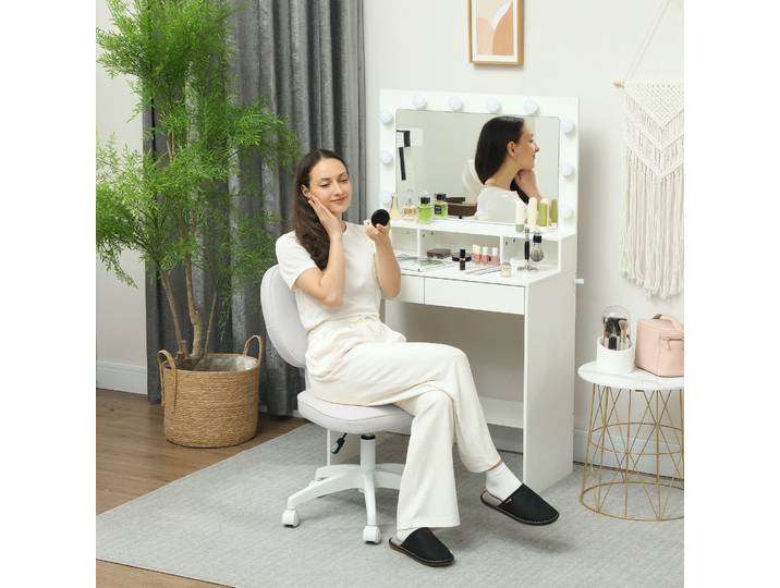 Vinsetto Chaise de Bureau Pivotante Hauteur Réglable Blanc