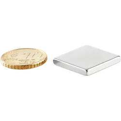 10 Quadermagnete aus Neodym, vernickelt 20 x 20 mm | 3 mm, silber