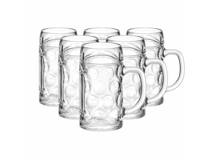 Bierkrug VAN WELL Bierkrüge geeicht München 0,5 Liter 6er Set transparent , bunt (transparent), 6 tlg., Glas, Trinkgefäße, Bierkrug