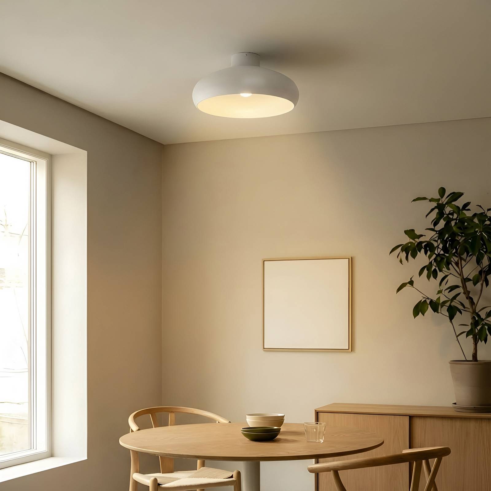 Ceiling Light Elover Lindby, dimmable, Cream / amber, Living / Dining Room, metal, Modern, Ceiling Light