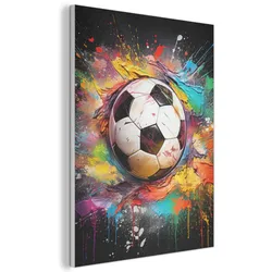 AKUSTIKBILD Fußball - Farbe - Farben - Schwarz - Weiß Wandbilder 60x80 cm