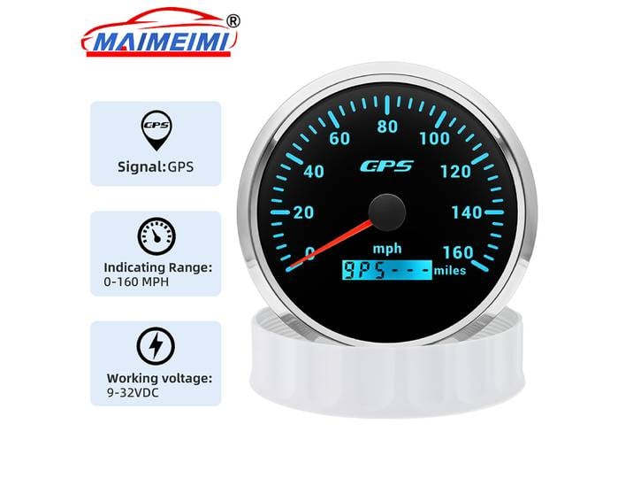 Compteur de vitesse pour bateau, voiture, camion 0-160 MPH, rétroéclairage 7 couleurs, 85 mm, compteur de vitesse GPS avec antenne GPS