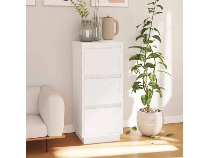 HEFZGDB Massivholz Sideboard Kiefer Beistellschrank aus massivem Kiefernholz Robustes Sideboard für Bücher und Multimedia Wohnraum Eleganz mit Türen und Stauraum 32x34x75 cm Weiß