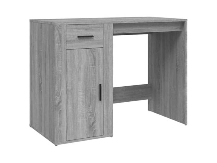 HKLGBVCR Schreibtisch Sonoma, grau, 100 x 49 x 75 cm, Holz, mit Schublade 1 Schublade, 1 Schrank, Staubtür, Wandbefestigung inklusive, Montageanleitung, Arbeitsbereich