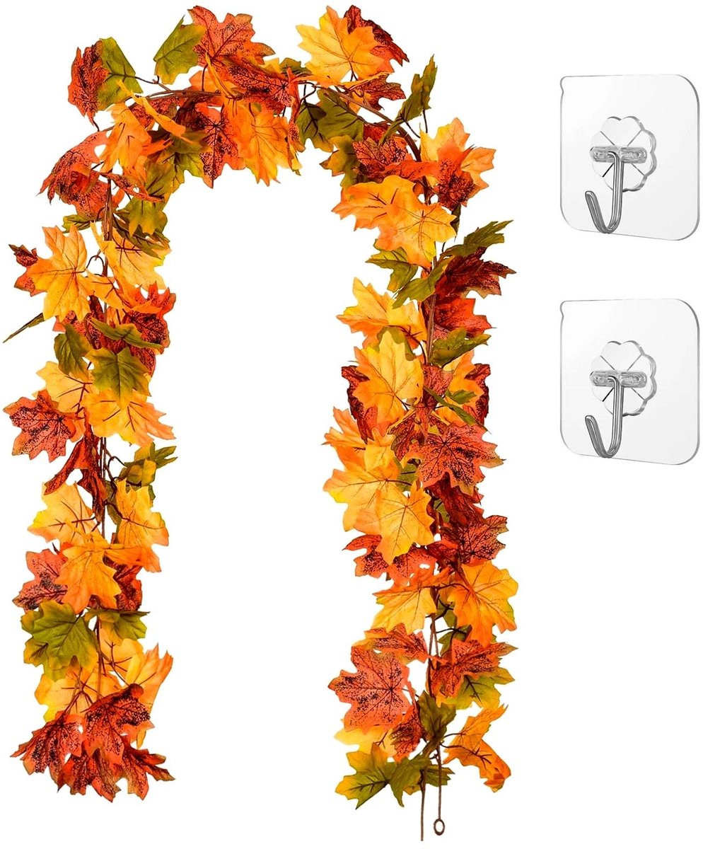 Decoratieve Herfst Ahornblad Slinger met Haken - Kunstmatige Guirlande voor Huis en Tuin - 175 cm