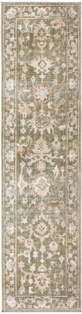 Bloomsbury Market Aisleyne Oriental Area Rug Green / Ivory Runner 61 X 244cm