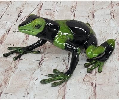 Bronzhaus Green Black Poison Dart Tree Frog Bronze Metal Signed Numbered Collectible Figurine