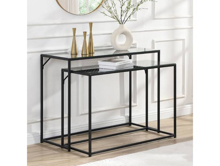 Konsolentisch Kental 2er-Set 100 x 77 x 40cm Schwarz/Schwarz