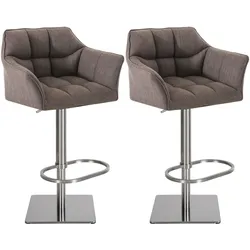 CLP 2er Set Barhocker Damaso Stoff edelstahl   Farbe: grau, Gestell Farbe: edelstahl