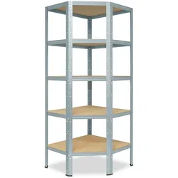 shelfplaza HOME 200x80x50 cm Eckregal in verzinkt mit 5 Böden und 175 kg Traglast pro Boden
