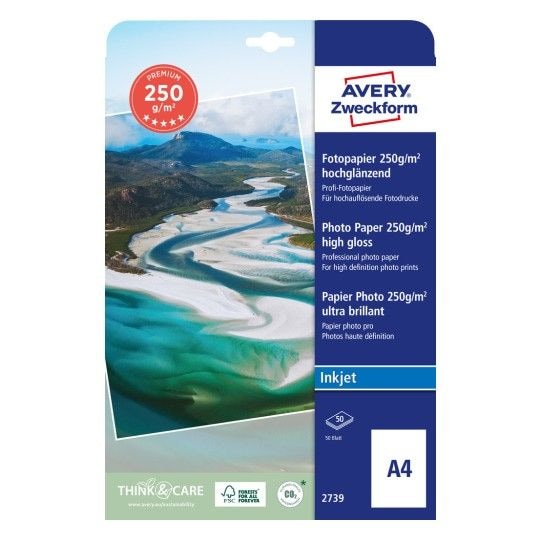 Avery Premium Inkjet Fotopapier A4, 50 sheets, 250 g/m² 2739