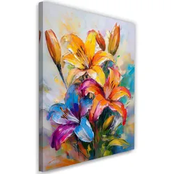 WANDBILD gemalte farbige lilien blumen