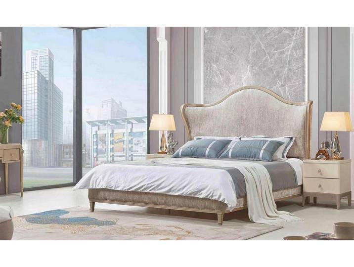 Xlmoebel Polsterbett Luxus Doppelbett im eleganten Silber-Design mit Polsterstoff (Bett), Hergestellt in Europa