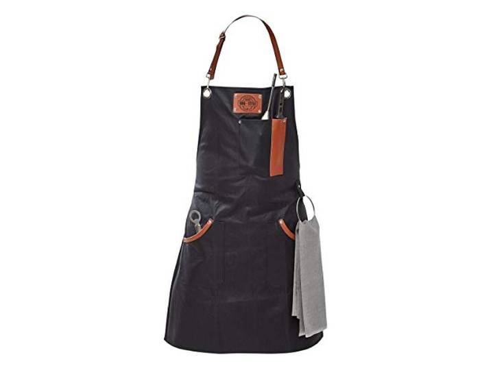 GEFU Grillschürze BBQ - Kochschürze aus gewachster Baumwolle & Leder