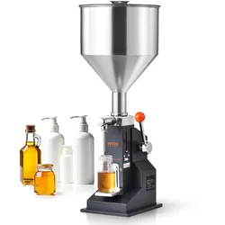 VEVOR 5–100 ml Abfüllmaschine Manuell Flüssigkeitsabfüllmaschine aus lebensmittelechtem Edelstahl 304 Silikon PTFE Filling Machine Inkl. zwei Düsen 4 mm / 8 mm ideal zum Abfüllen von Honig Öl Essenz