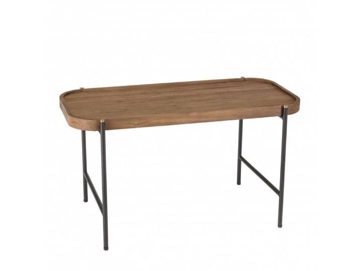 MACABANE SIXTINE - Table basse ovale 85x43cm plateau en bois de teck recyclé
