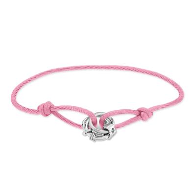Armband LIEBESKIND BERLIN "Schmuck Geschenk Nylonarmband Lora", edelstahlfarben, rosa, Armbänder, Damen, 21cm, Edelstahl Nylon, Edelstahl, Nylon, Armband