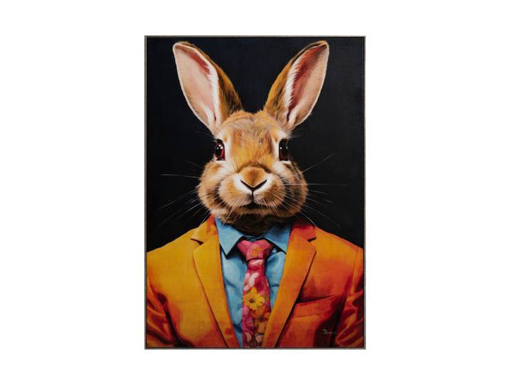 Handbemaltes, gerahmtes Bild „Mr. Bunny“ 70 x 100 cm Multicolor Crea Collection