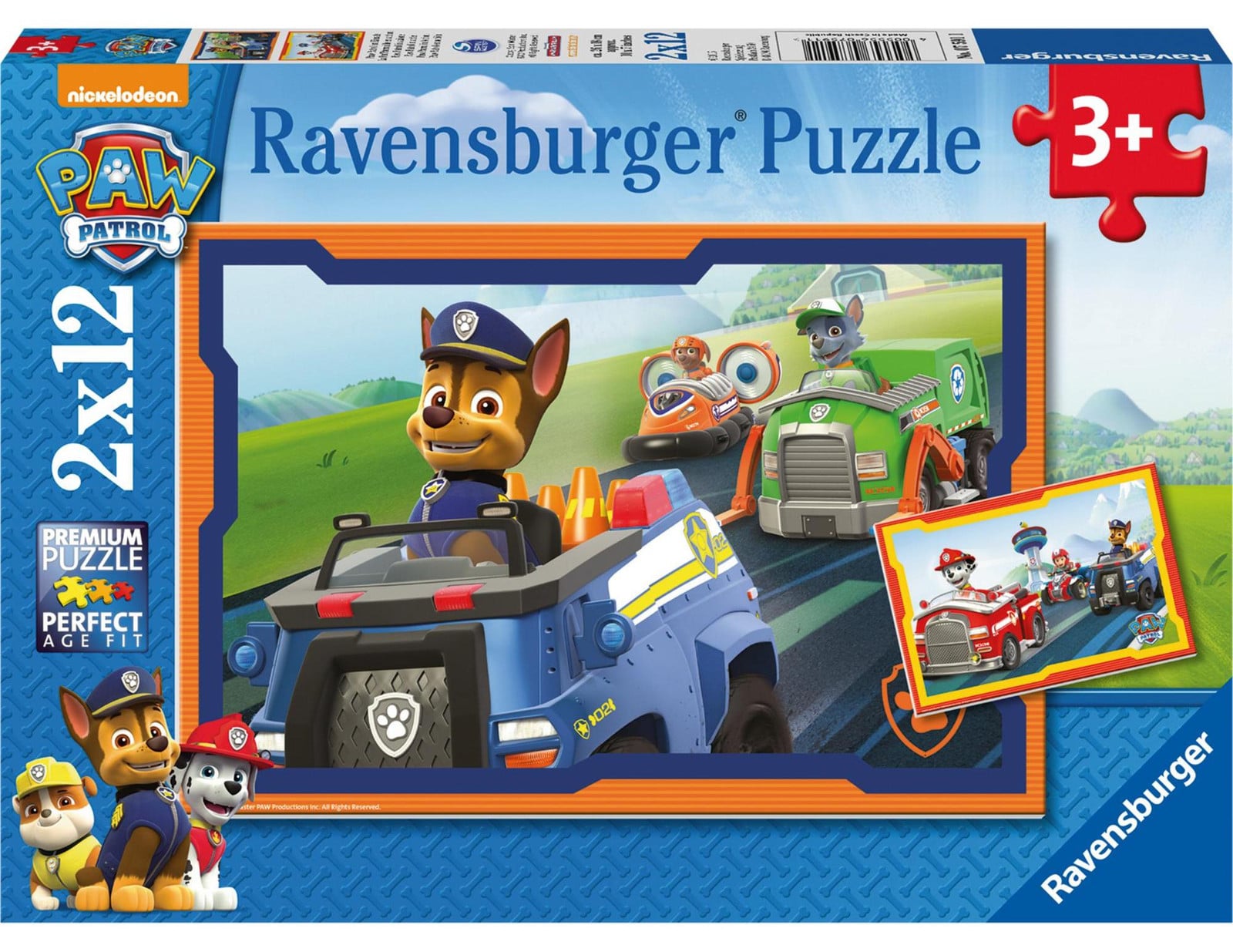 Ravensburger Paw Patrol in actie kinderpuzzel, 2 x 12-delig