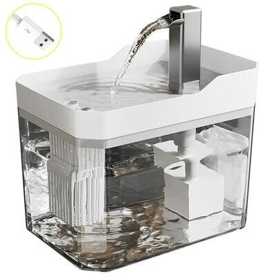 Uplift Essentials Transparent Auto Filter Pet Water Fountain white