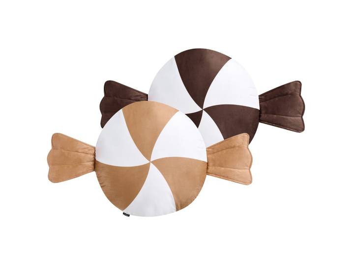 DEKOKISSEN 2er-Set Dunkelbraun 60/60 cm Whirl Candy