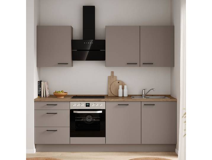 Küchenzeile High-Line Senso Variante C 240cm Ausrichtung links Braun/Latte Macchiato AEG
