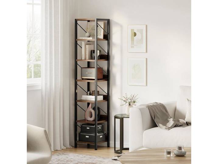 Étagère d'angle - HOERFURIY - 7 niveaux - Métal marron - 30x30x168 cm - Style scandinave moderne