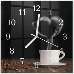 WANDUHR aus Glas 30x30 cm - Kaffee