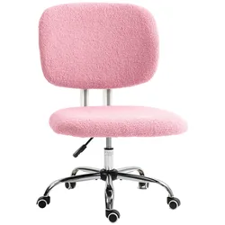 MODFU Bürostuhl Drehstuhl Samt Rosa 53x48x90 cm höhenverstellbar ohne Armlehnen mit mittlerer Rückenlehne weiche Polsterung für Home Office