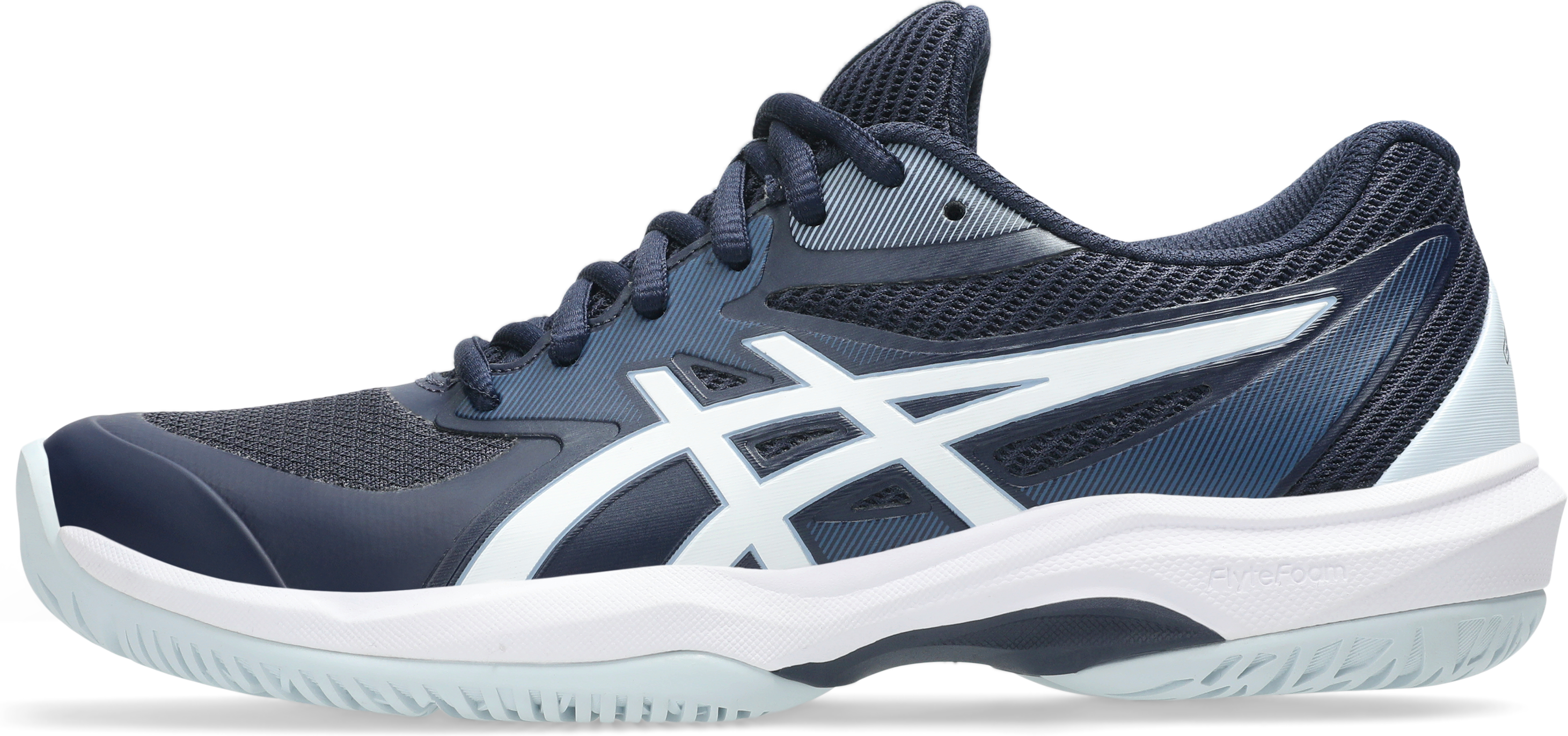 Tennisschuh ASICS "GAME FF", Damen, Gr. 38, blau (midnight, weiß), Textil, Schuhe Tennisschuh, Multicourt-Schuh, Allcourt-Schuh midnight, weiß 38